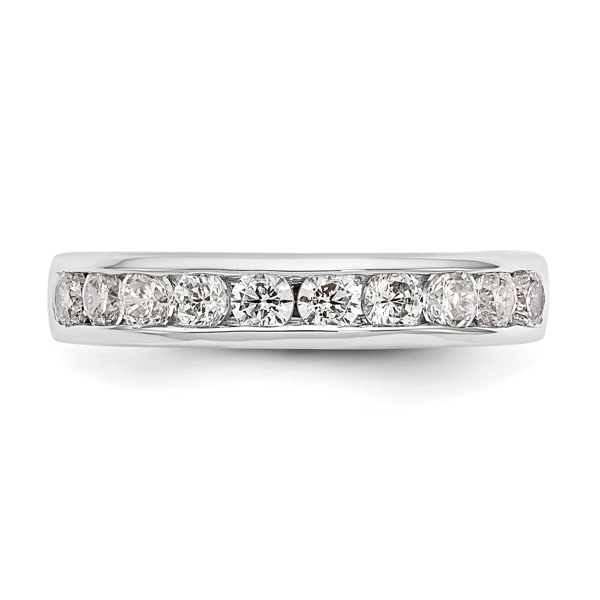 0.79ct. CZ Solid Real 14K White Gold 10-Stone Channel Wedding Band Ring
