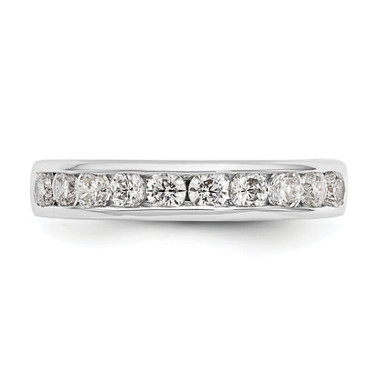 0.79ct. CZ Solid Real 14K White Gold 10-Stone Channel Wedding Band Ring