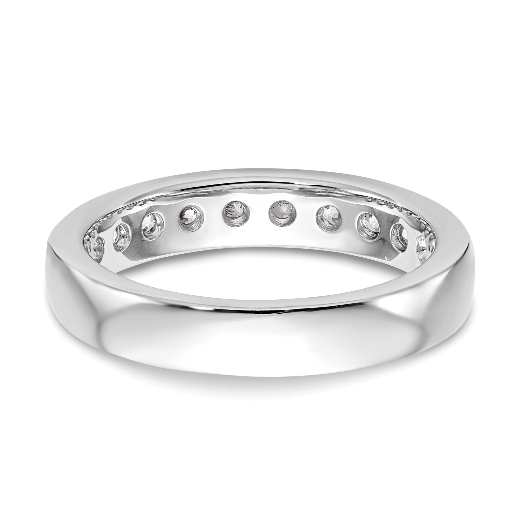 0.79ct. CZ Solid Real 14K White Gold 10-Stone Channel Wedding Band Ring