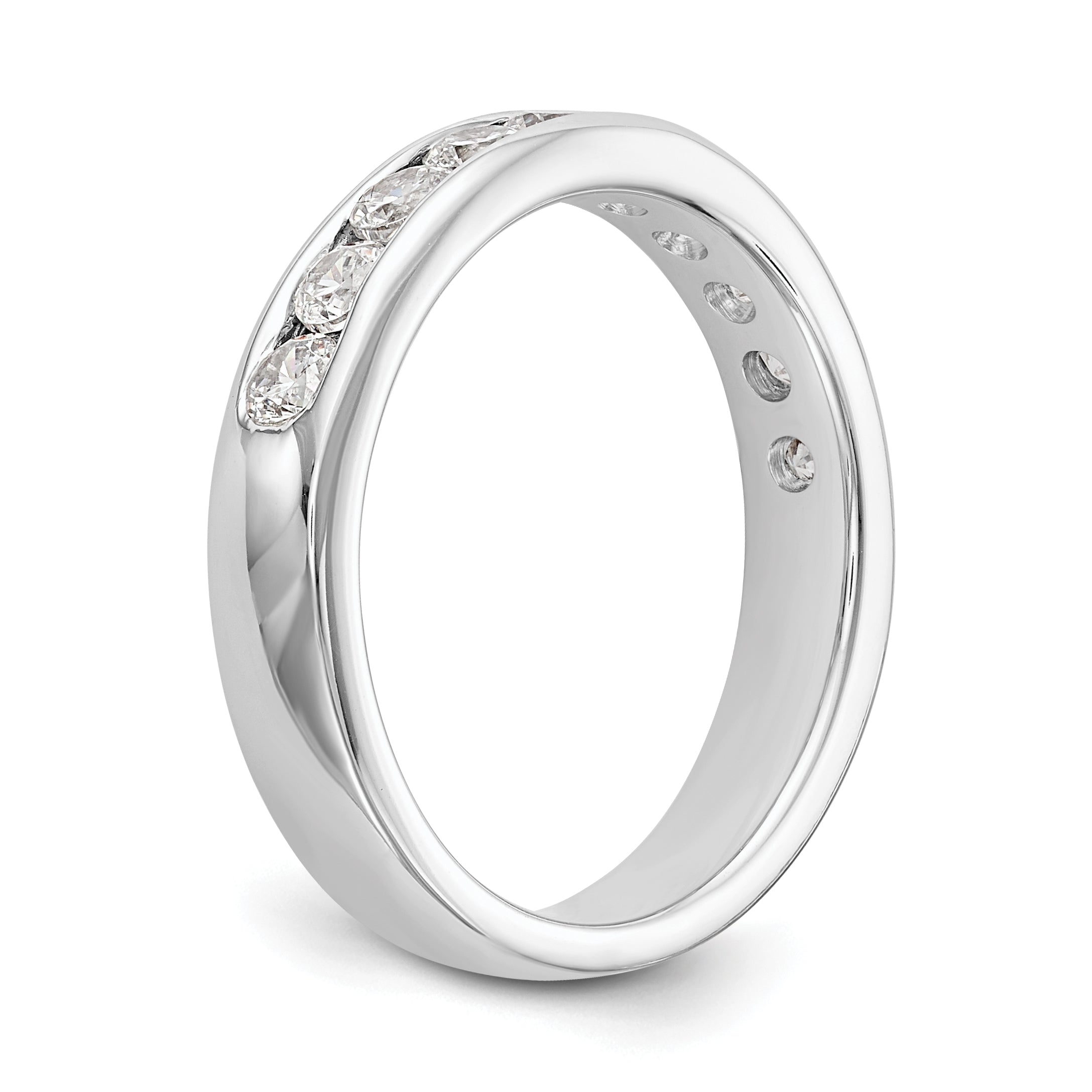 0.79ct. CZ Solid Real 14K White Gold 10-Stone Channel Wedding Band Ring