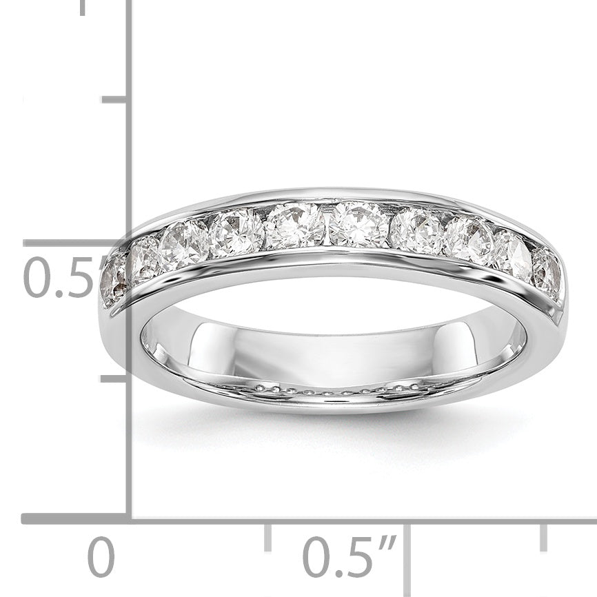 0.79ct. CZ Solid Real 14K White Gold 10-2.7mm Stone Wedding Band Ring