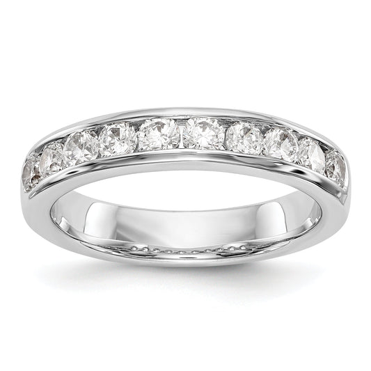 0.79ct. CZ Solid Real 14K White Gold 10-Stone Channel Wedding Band Ring
