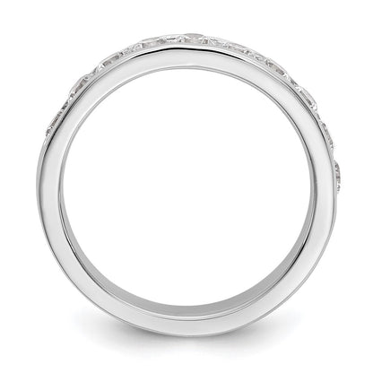 14K White Gold 10-Stone Real Diamond Channel Band