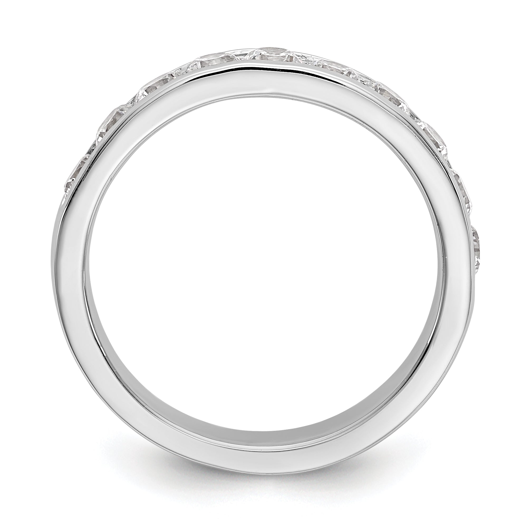 0.93ct. CZ Solid Real 14K White Gold 10-Stone Channel Wedding Band Ring