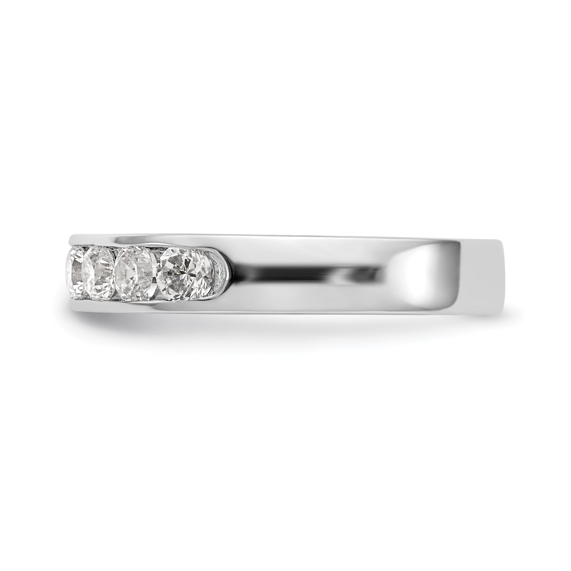 0.93ct. CZ Solid Real 14K White Gold 10-Stone Channel Wedding Band Ring