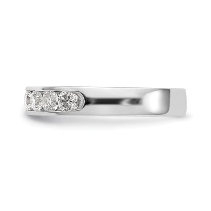 0.93ct. CZ Solid Real 14K White Gold 10-Stone Channel Wedding Band Ring