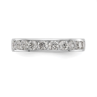 14K White Gold 10-Stone Real Diamond Channel Band