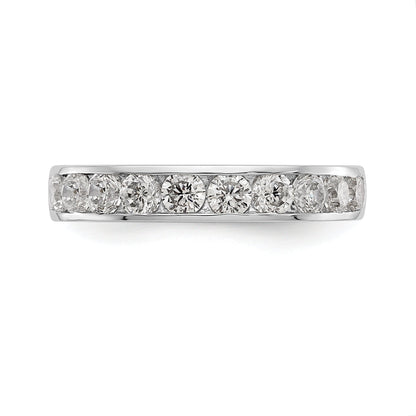 0.93ct. CZ Solid Real 14K White Gold 10-Stone Channel Wedding Band Ring