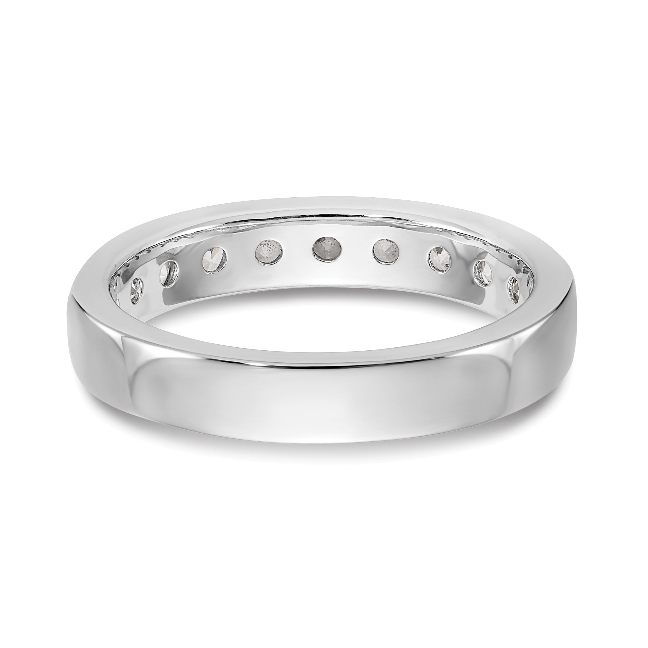 0.93ct. CZ Solid Real 14K White Gold 10-Stone Channel Wedding Band Ring