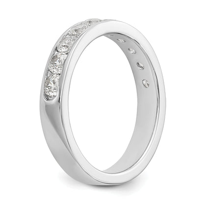 0.93ct. CZ Solid Real 14K White Gold 10-Stone Channel Wedding Band Ring
