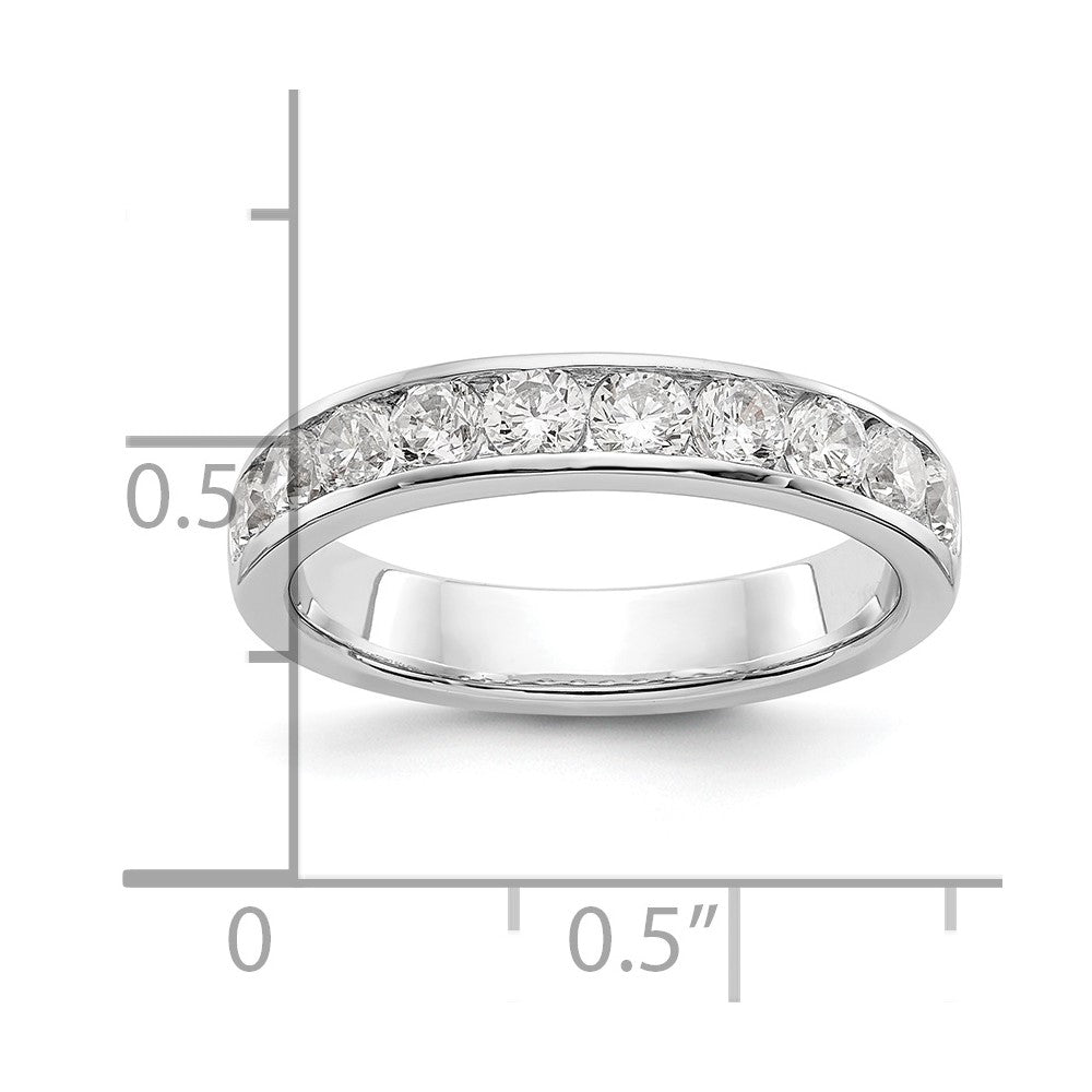 14K White Gold 10-Stone Real Diamond Channel Band