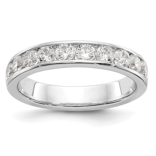 0.93ct. CZ Solid Real 14K White Gold 10-Stone Channel Wedding Band Ring