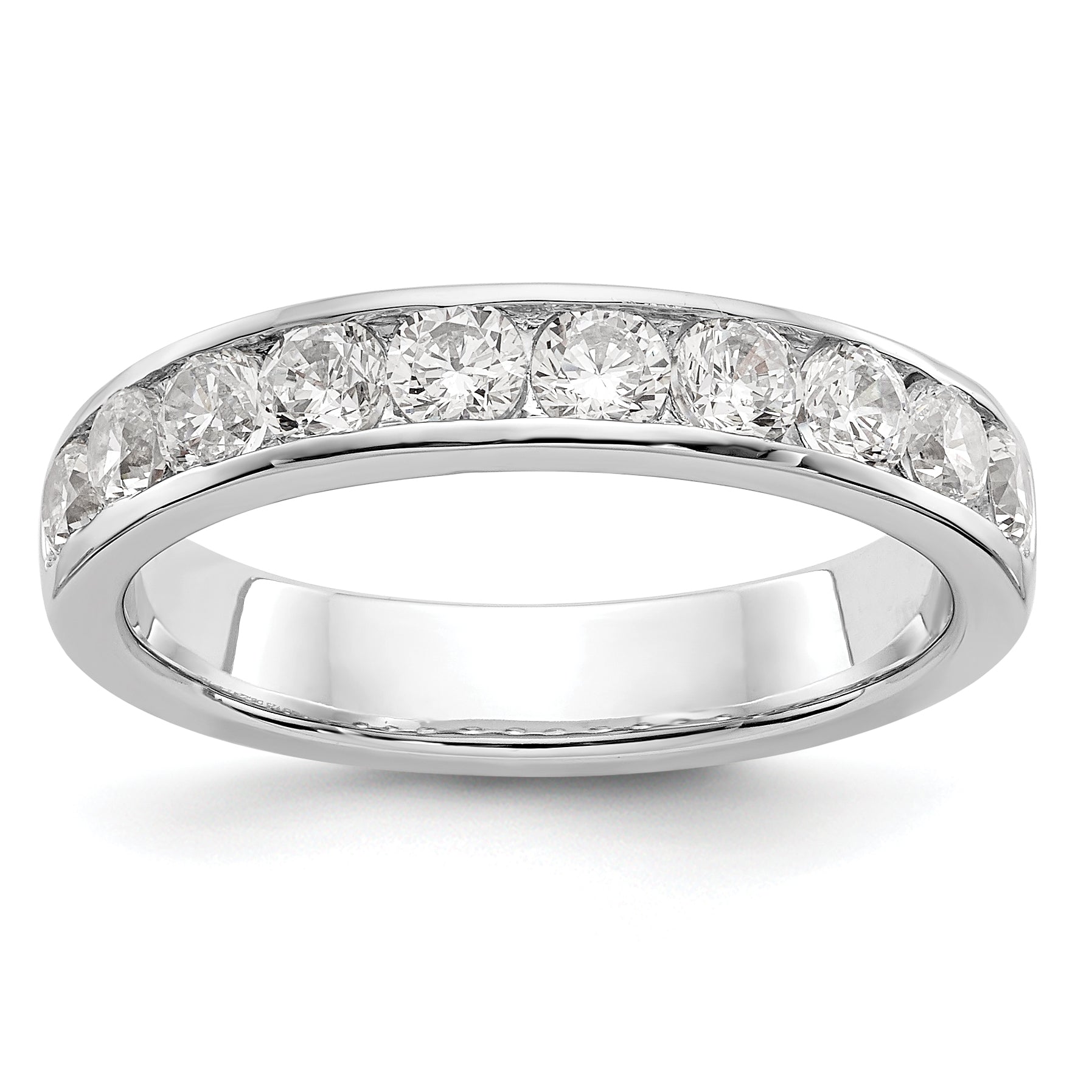 0.93ct. CZ Solid Real 14K White Gold 10-2.9mm Stone Channel Wedding Band Ring