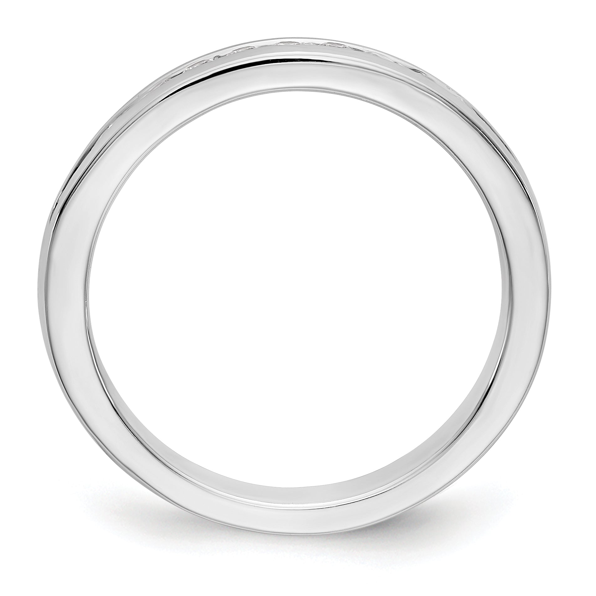 0.20ct. CZ Solid Real 14K White Gold 10-1.7mm Stone Ladies Wedding Band Ring
