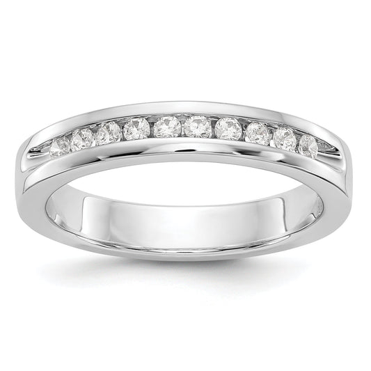 0.20ct. CZ Solid Real 14K White Gold 10-Stone Channel Wedding Band Ring