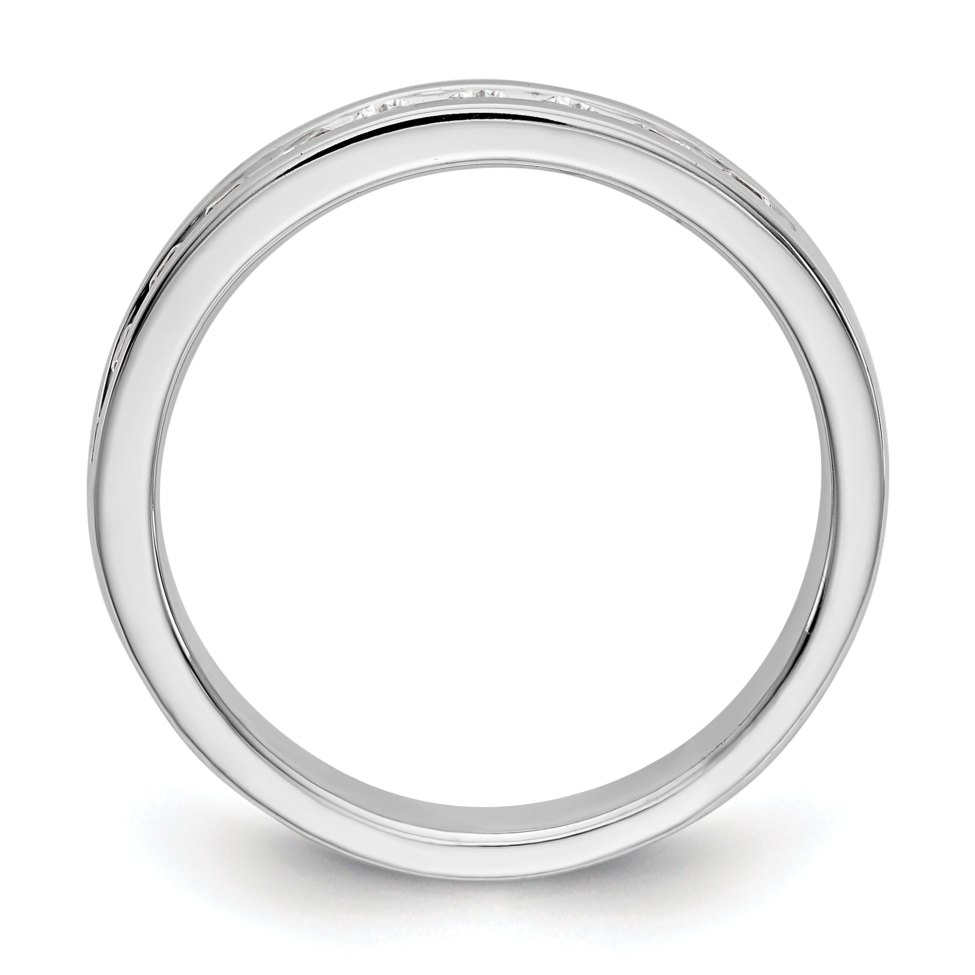 0.35ct. CZ Solid Real 14K White Gold 10-2mm Stone Ladies Wedding Band Ring