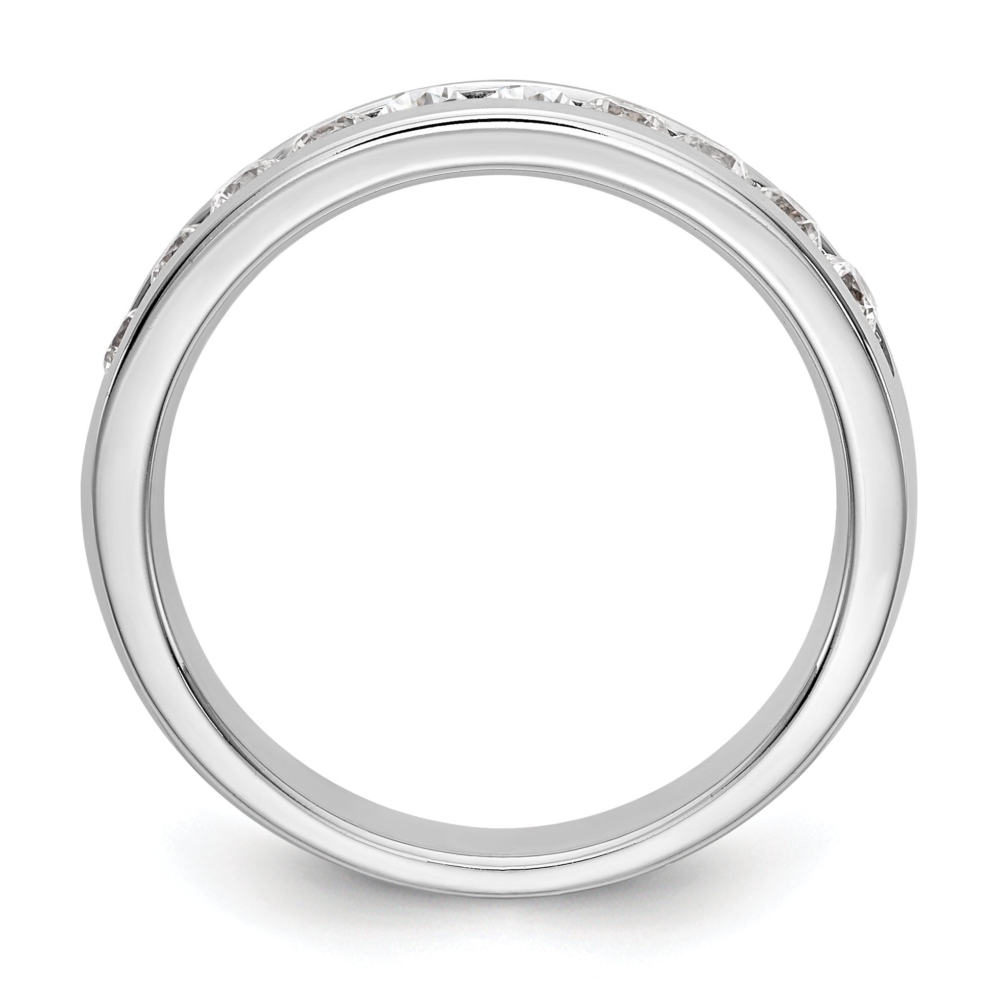 0.52ct. CZ Solid Real 14K White Gold 10-2.4mm Stone Ladies Wedding Band Ring