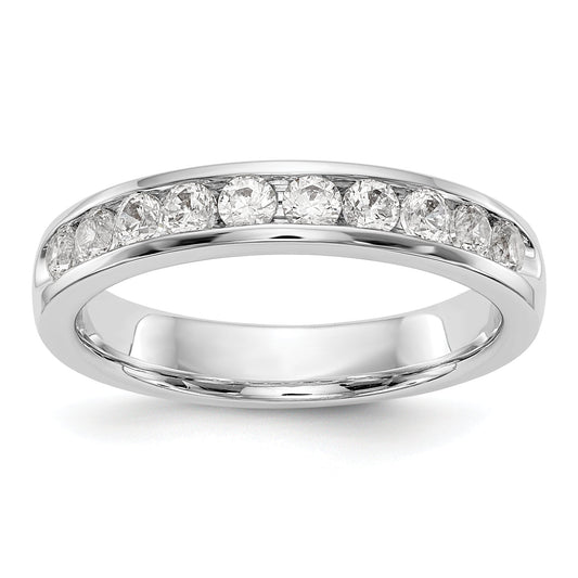 0.52ct. CZ Solid Real 14K White Gold 10-Stone Channel Wedding Band Ring