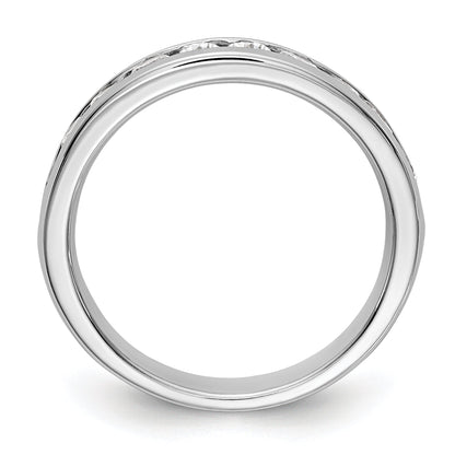 0.79ct. CZ Solid Real 14K White Gold 10-Stone Channel Wedding Band Ring