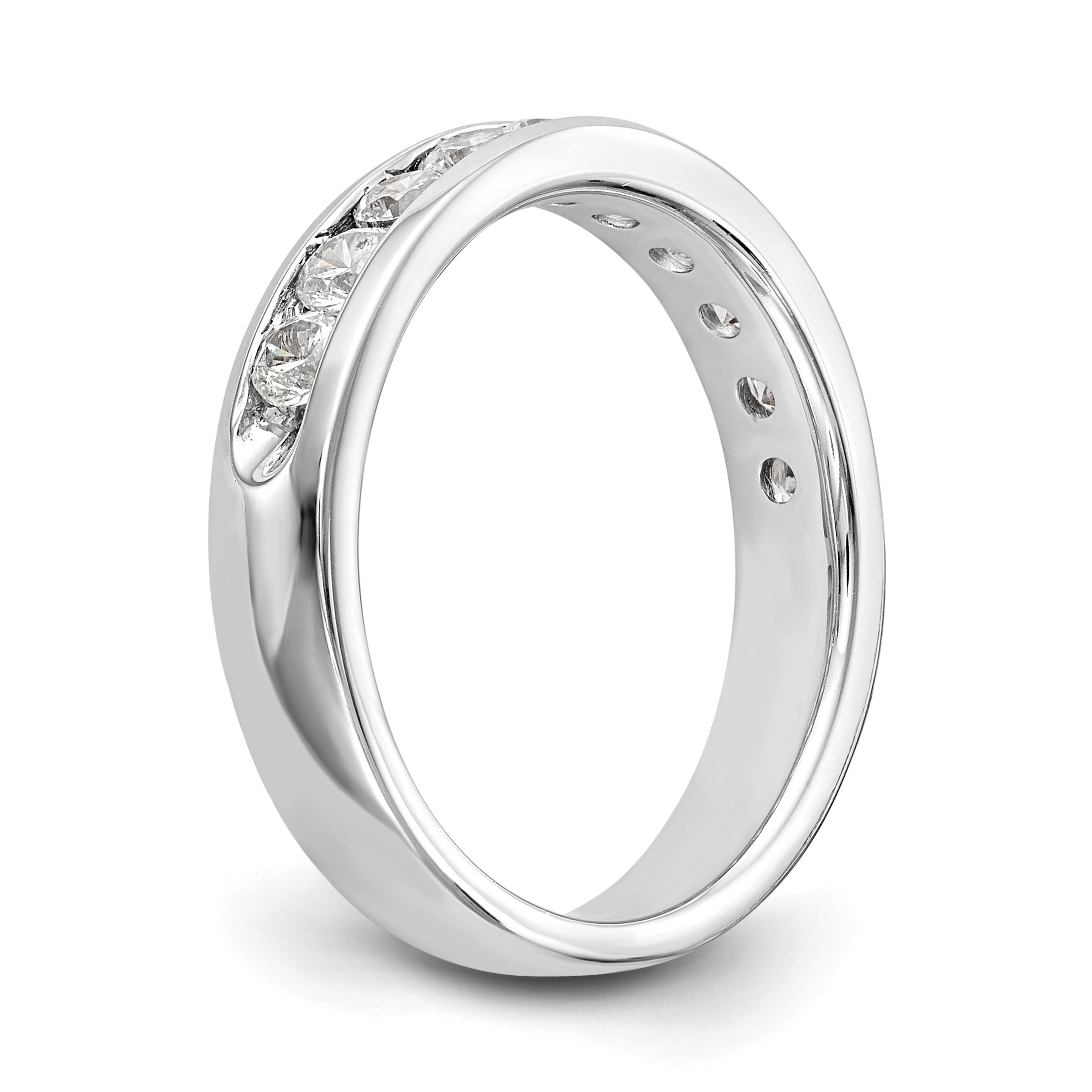 0.79ct. CZ Solid Real 14K White Gold 10-Stone Channel Wedding Band Ring