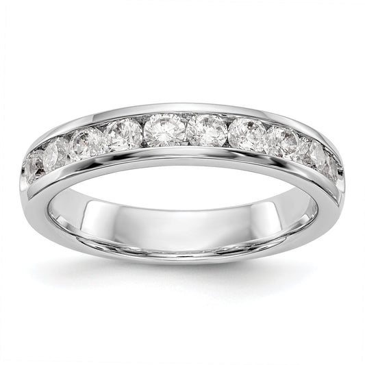 0.79ct. CZ Solid Real 14K White Gold 10-Stone Channel Wedding Band Ring