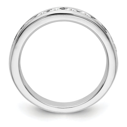 0.93ct. CZ Solid Real 14K White Gold 10-Stone Channel Wedding Band Ring