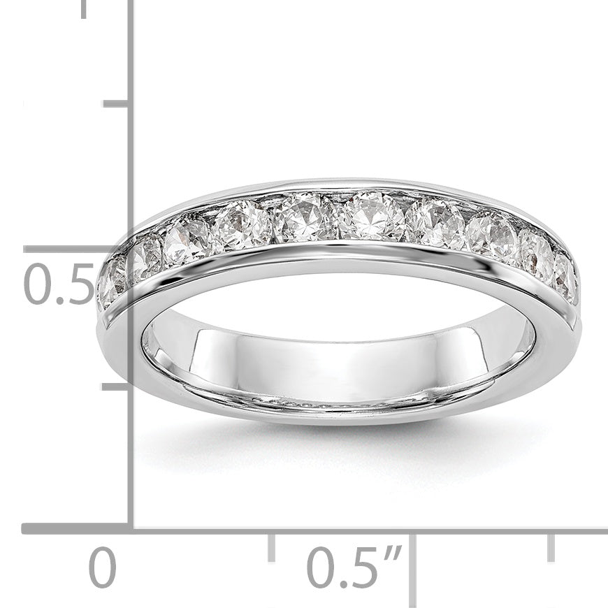 0.93ct. CZ Solid Real 14K White Gold 10-2.9mm Stone Ladies Wedding Band Ring