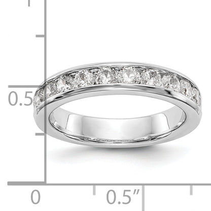 0.93ct. CZ Solid Real 14K White Gold 10-Stone Channel Wedding Band Ring