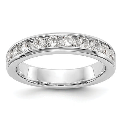 0.93ct. CZ Solid Real 14K White Gold 10-Stone Channel Wedding Band Ring