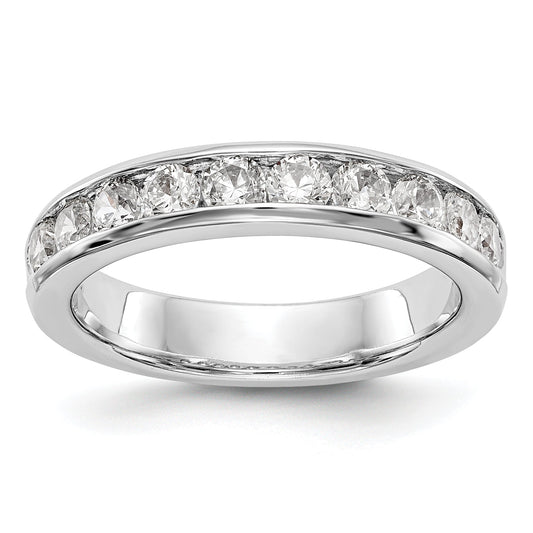 0.93ct. CZ Solid Real 14K White Gold 10-Stone Channel Wedding Band Ring