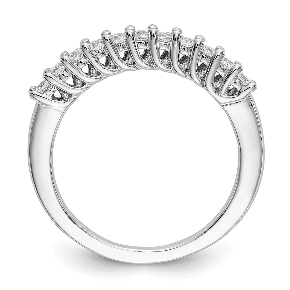 14k White Gold 11-Stone Shared Prong 1/3 carat Complete Round Diamond Band