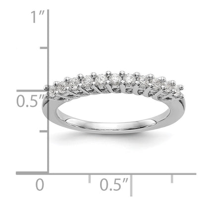 14k White Gold 11-Stone Shared Prong 1/3 carat Complete Round Diamond Band