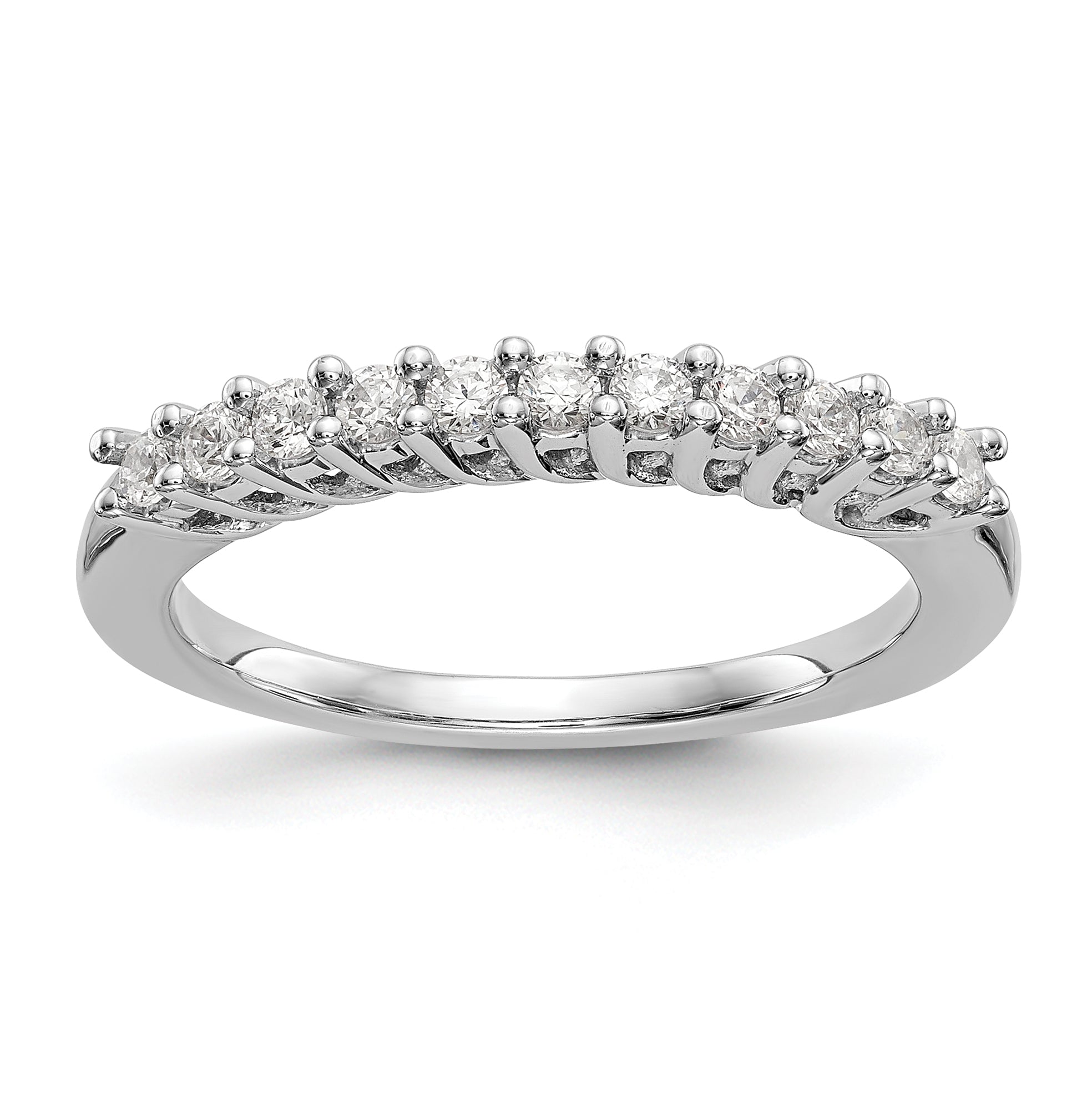 0.31ct. CZ Solid Real 14K White Gold 11-Stone Wedding Band Ring