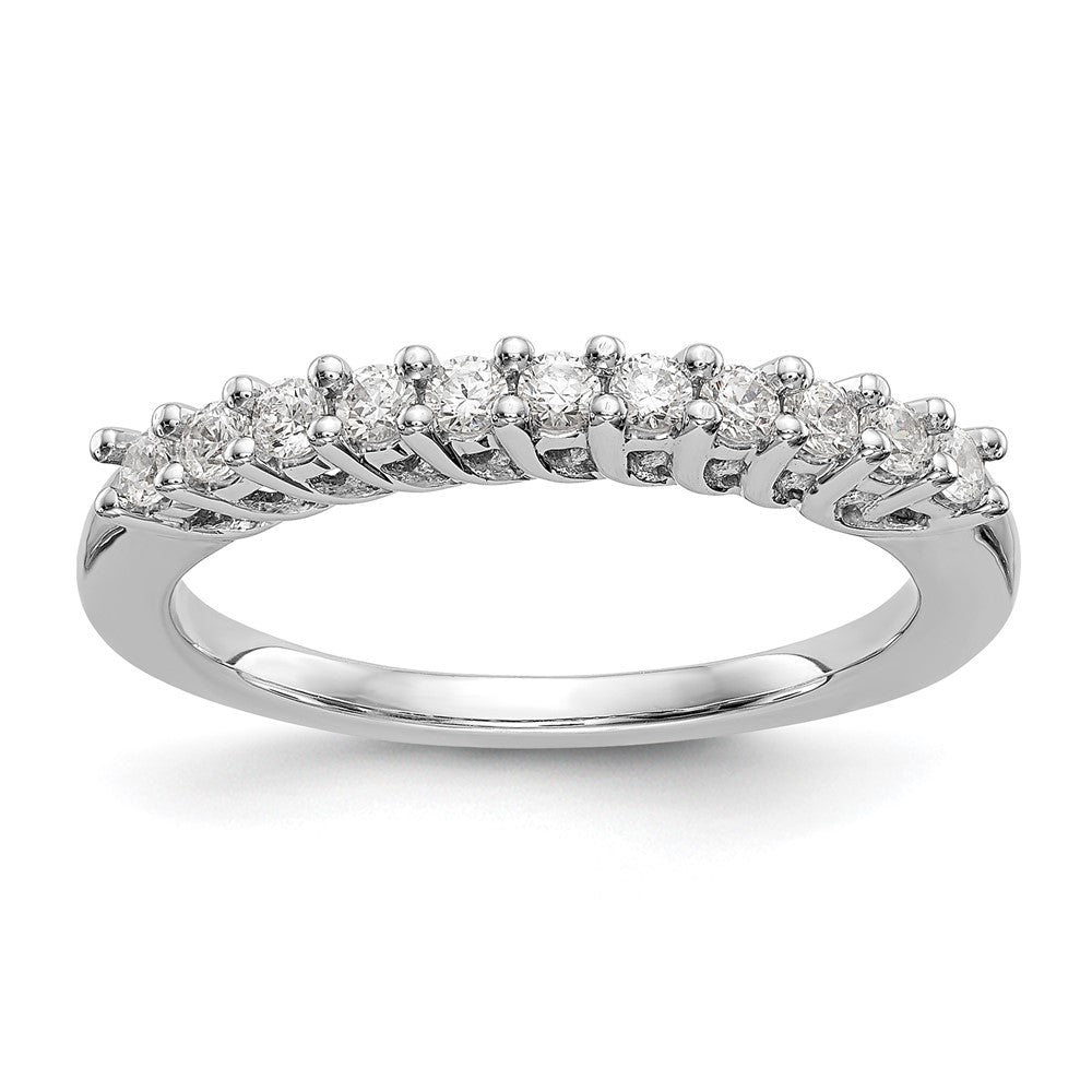 14k White Gold 11-Stone Shared Prong 1/3 carat Complete Round Diamond Band