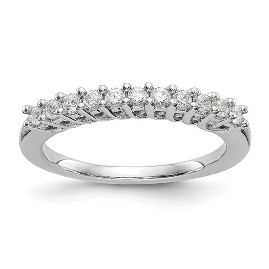 14k White Gold 11-Stone Shared Prong 1/3 carat Complete Round Diamond Band
