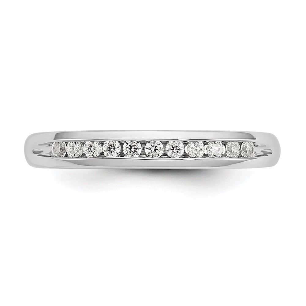 14K White Gold 11-Stone Real Diamond Channel Band