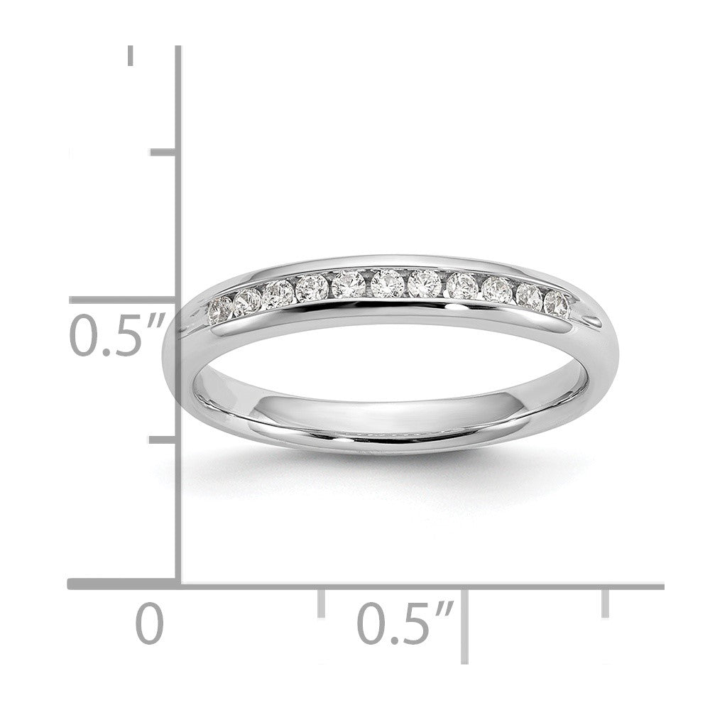14K White Gold 11-Stone Real Diamond Channel Band