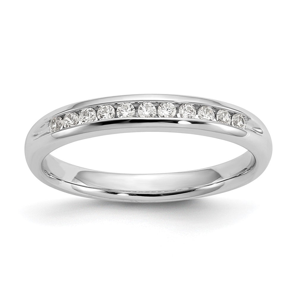14K White Gold 11-Stone Real Diamond Channel Band