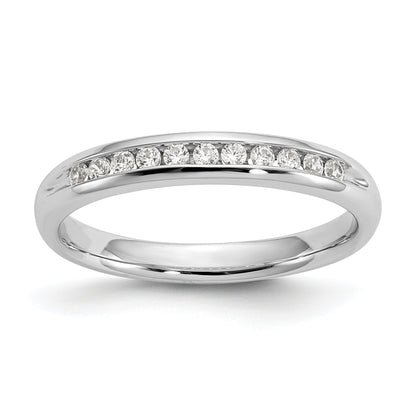 0.17ct. CZ Solid Real 14K White Gold 11-Stone Channel Wedding Band Ring