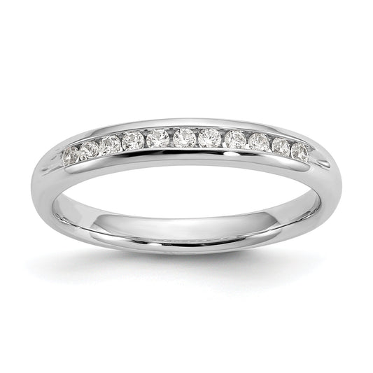 0.17ct. CZ Solid Real 14K White Gold 11-Stone Channel Wedding Band Ring