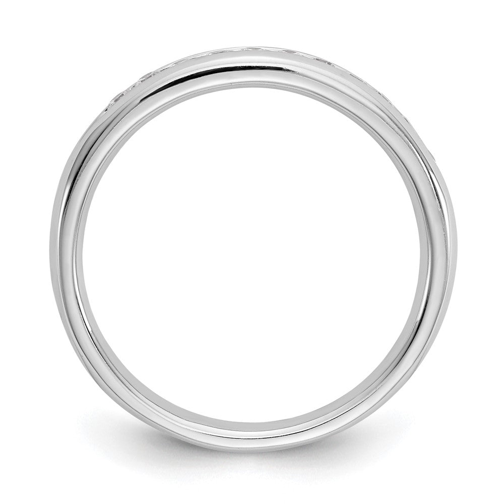 14K White Gold 11-Stone Real Diamond Channel Band