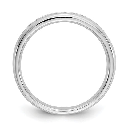 14K White Gold 11-Stone Real Diamond Channel Band