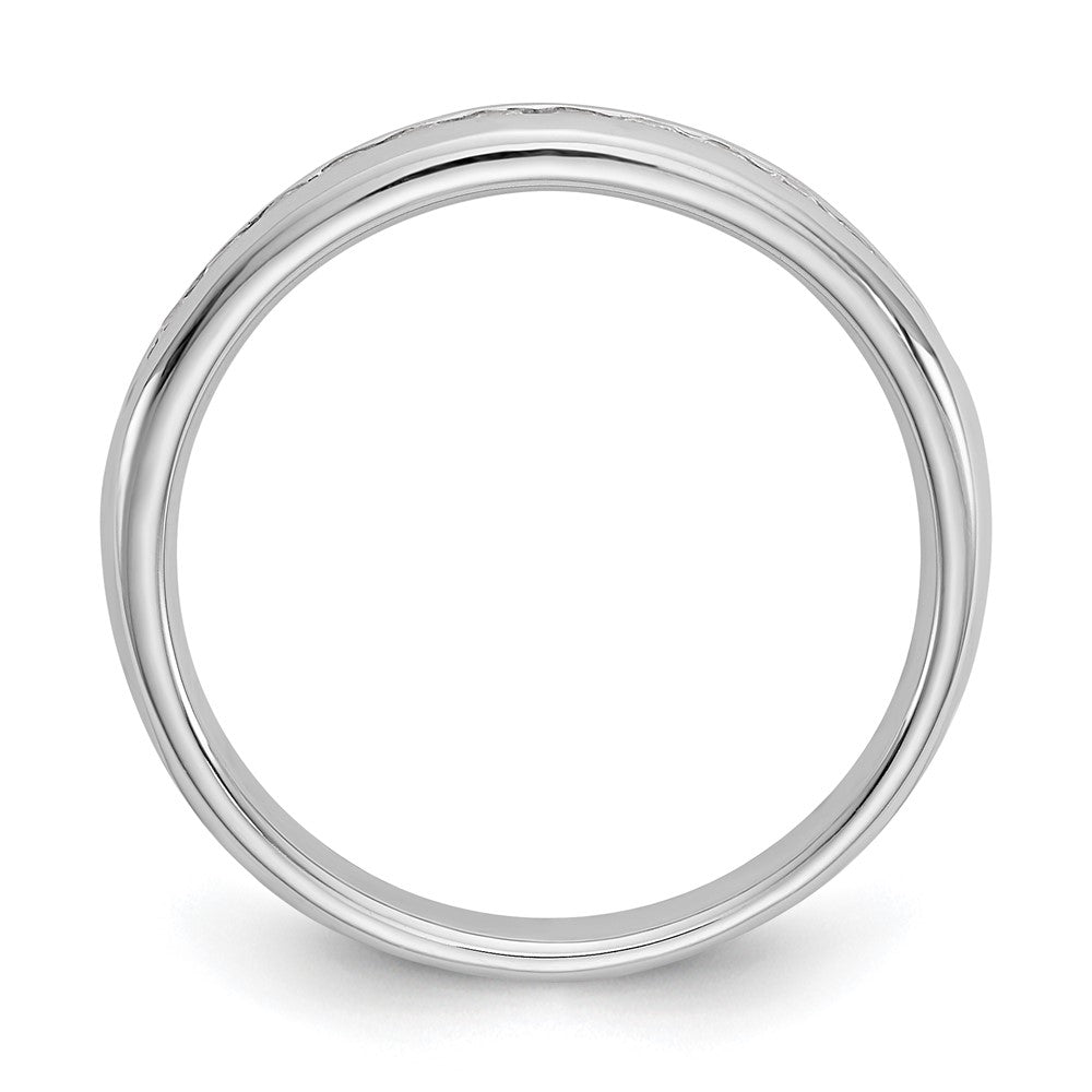 14K White Gold 11-Stone Real Diamond Channel Band