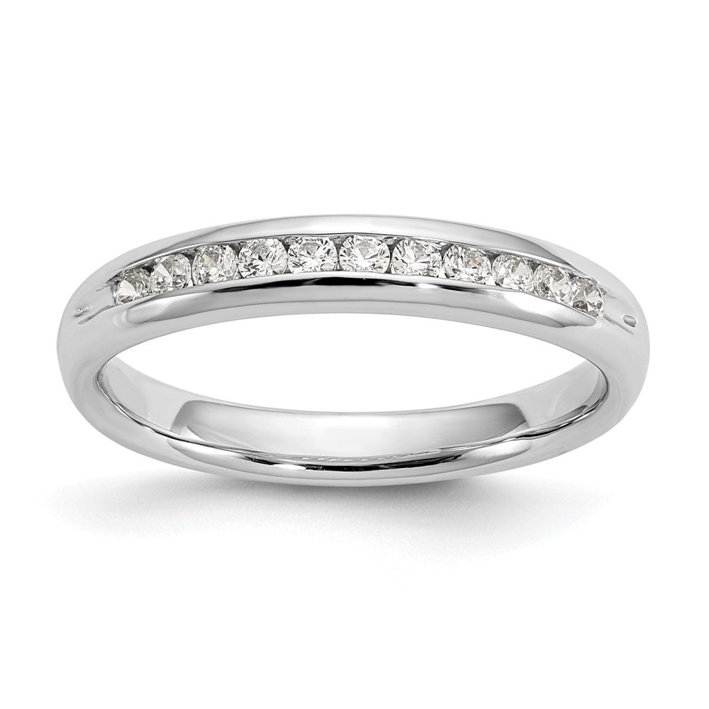 14K White Gold 11-Stone Real Diamond Channel Band