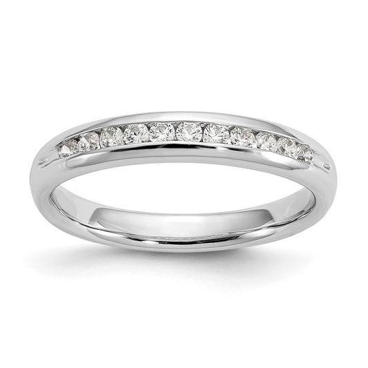 14K White Gold 11-Stone Real Diamond Channel Band