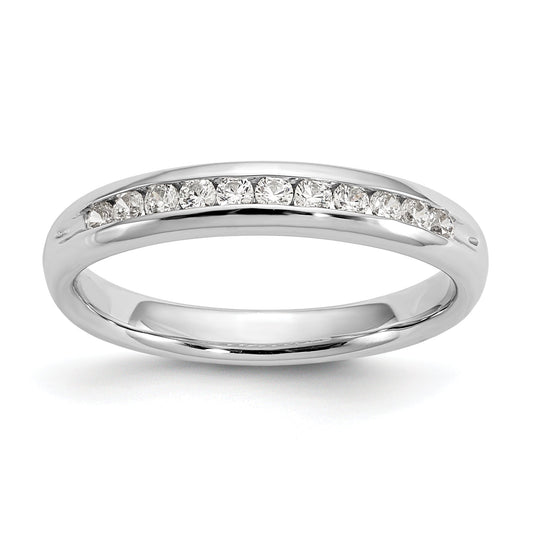 0.25ct. CZ Solid Real 14K White Gold 11-Stone Channel Wedding Band Ring