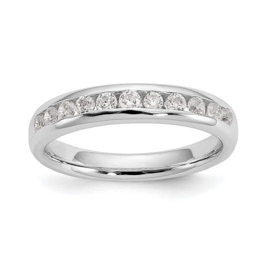 0.43ct. CZ Solid Real 14K White Gold 11-Stone Channel Wedding Band Ring