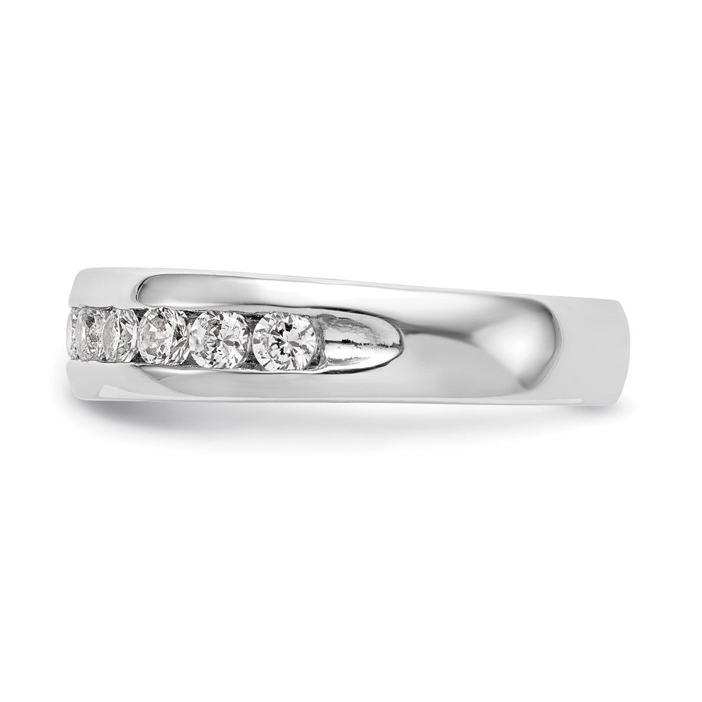 14K White Gold 11-Stone Real Diamond Channel Band