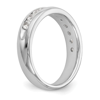 14K White Gold 11-Stone Real Diamond Channel Band