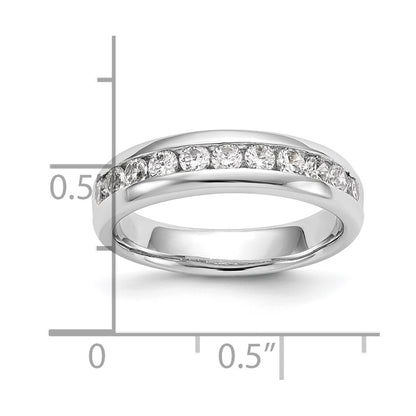14K White Gold 11-Stone Real Diamond Channel Band